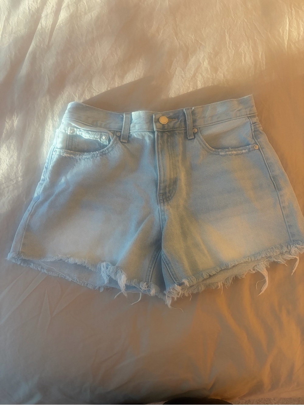 Just Black Denim High Rise Light Blue Distressed Denim Shorts